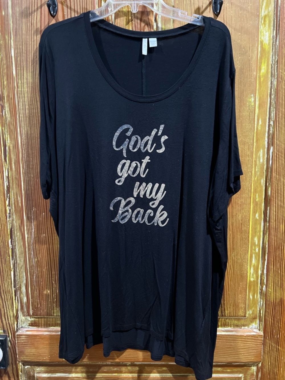 Cato Black Graphic Tee with Metallic Script
